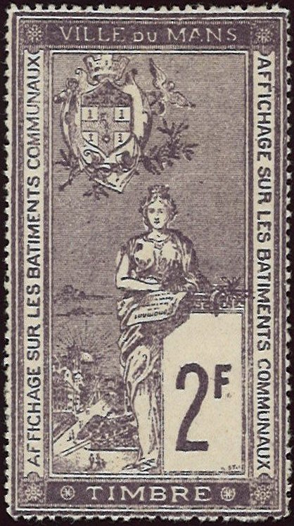 Le Mans Le Mans : Timbres Fiscaux Affiches 1901 : 2Fr dentelé Pont en X & Tram.